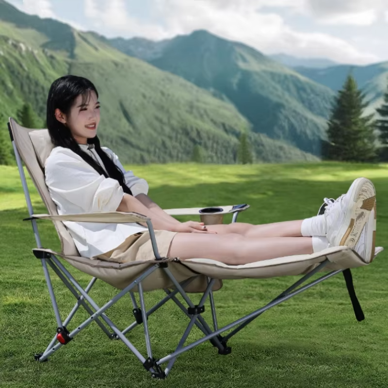 Woodworking Outdoor Furniture - Folding Recliner Portable Camping Chair with