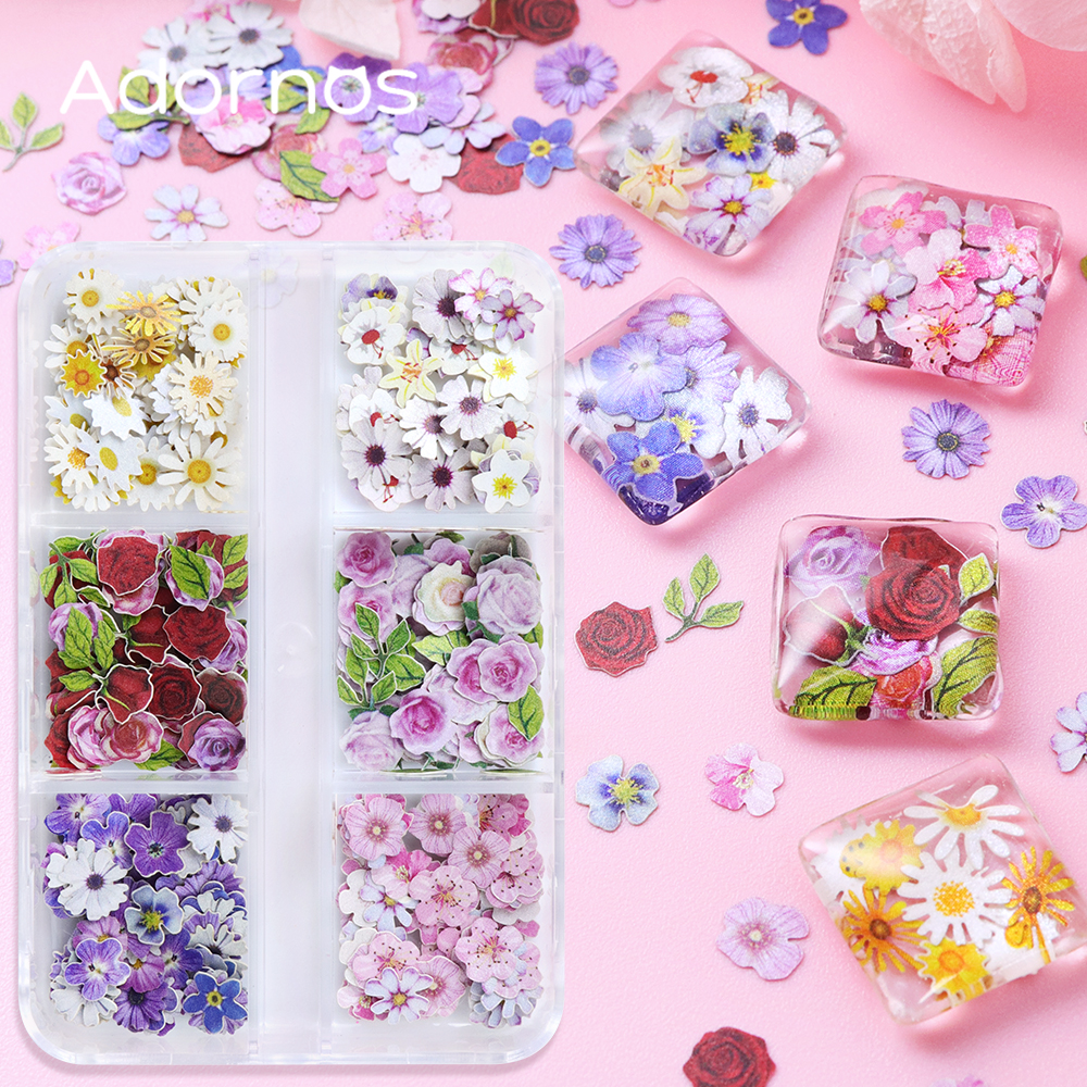 Woodworking Resin - 6 Grids Flowers Wood Pulp Chips