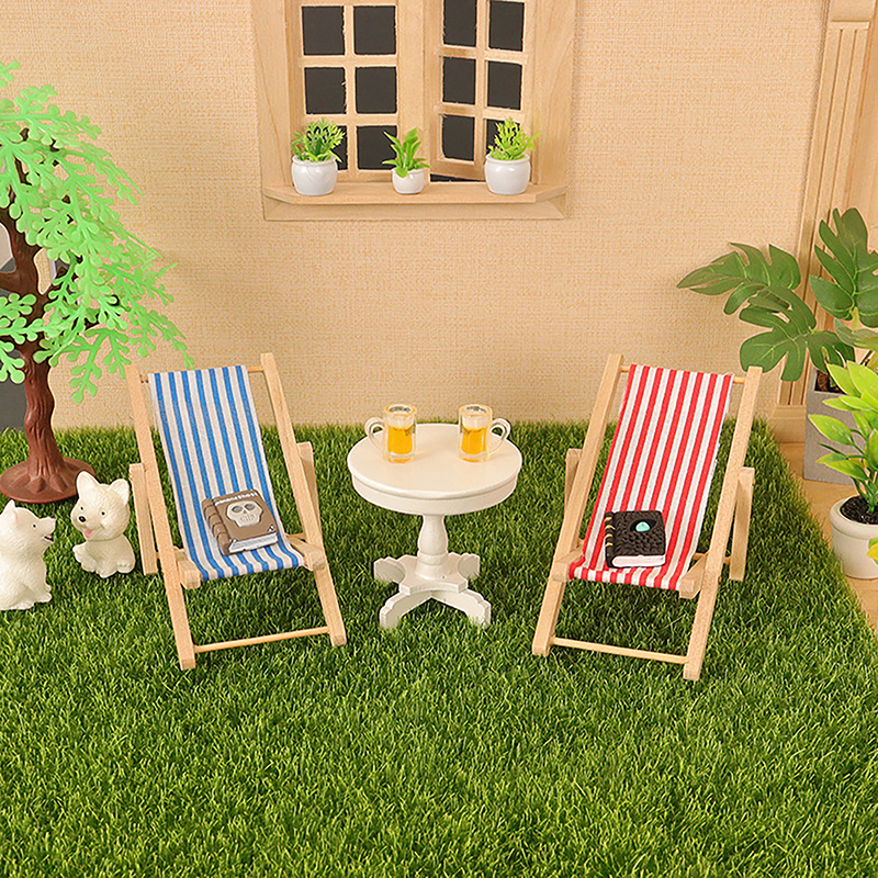Woodworking Outdoor Furniture - Dollhouse Miniature Items Wooden Beach Chair