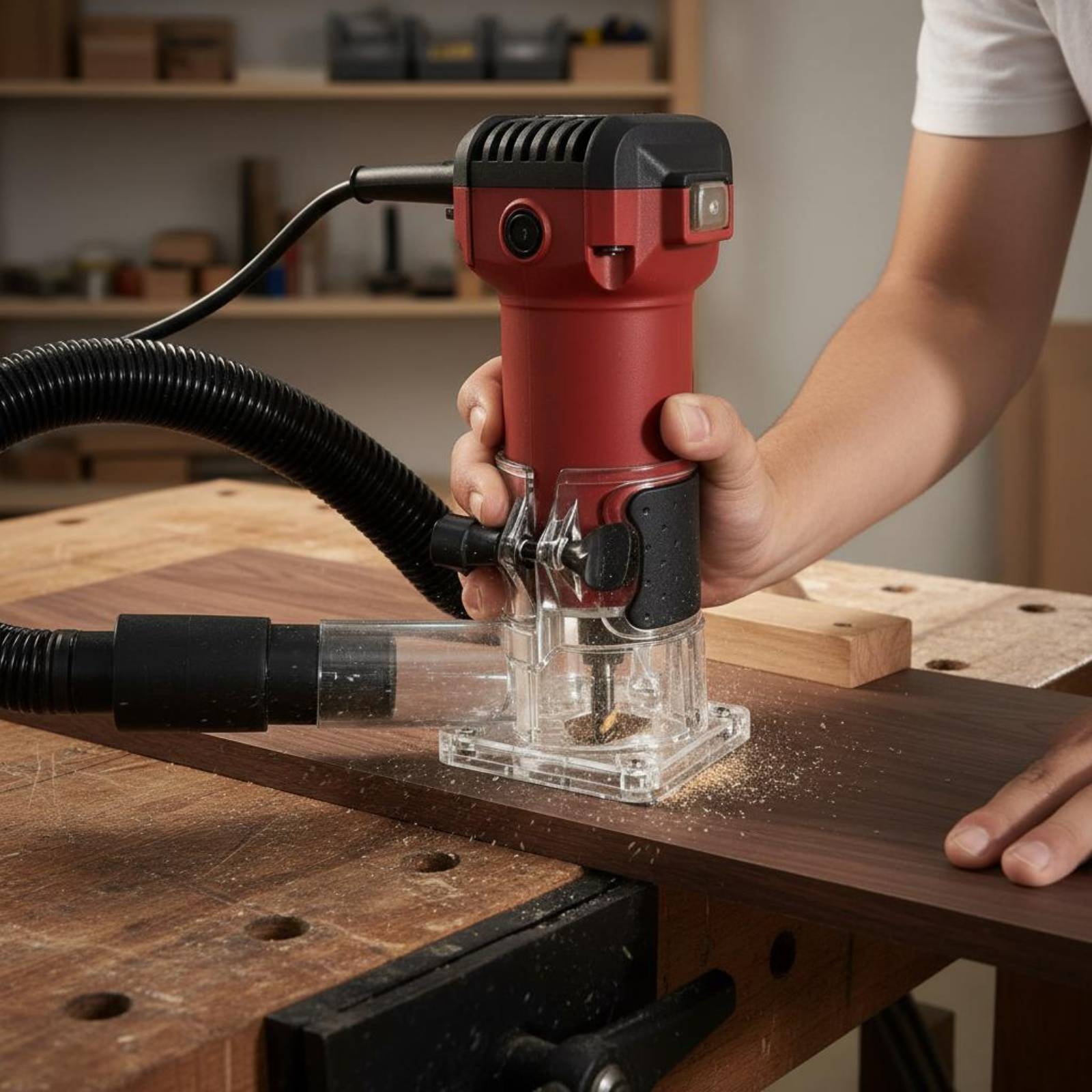 Vacuum Woodworking - Transparent Router Dust Hood Wear-Resistant Woodworking