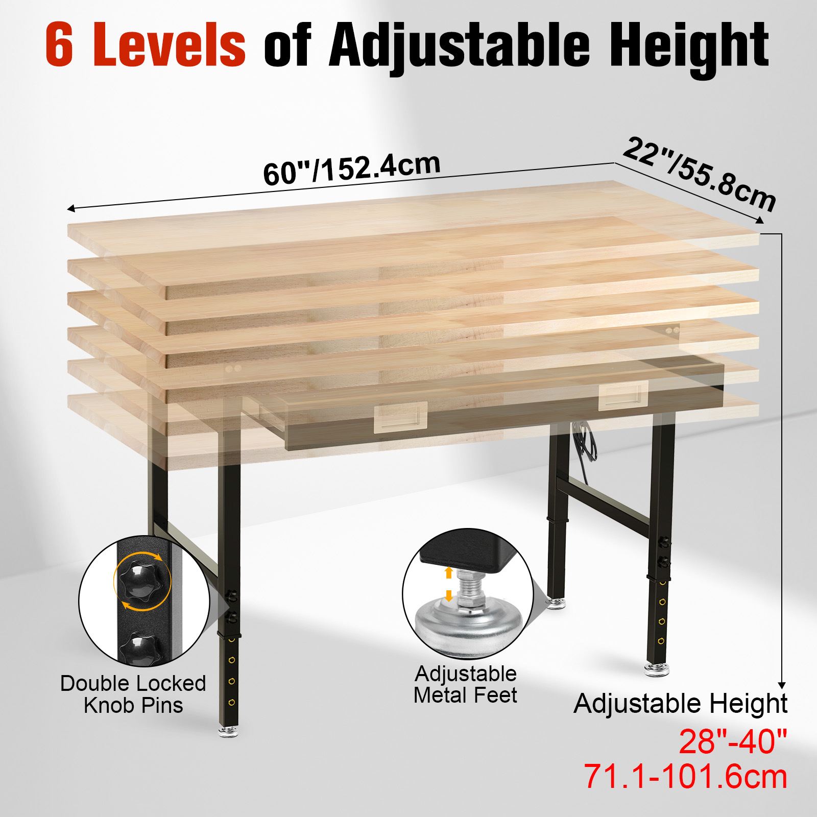 MUWOOD 60x22“ Workbench with D - Woodworking Garage บทวิจารณ์และราคา