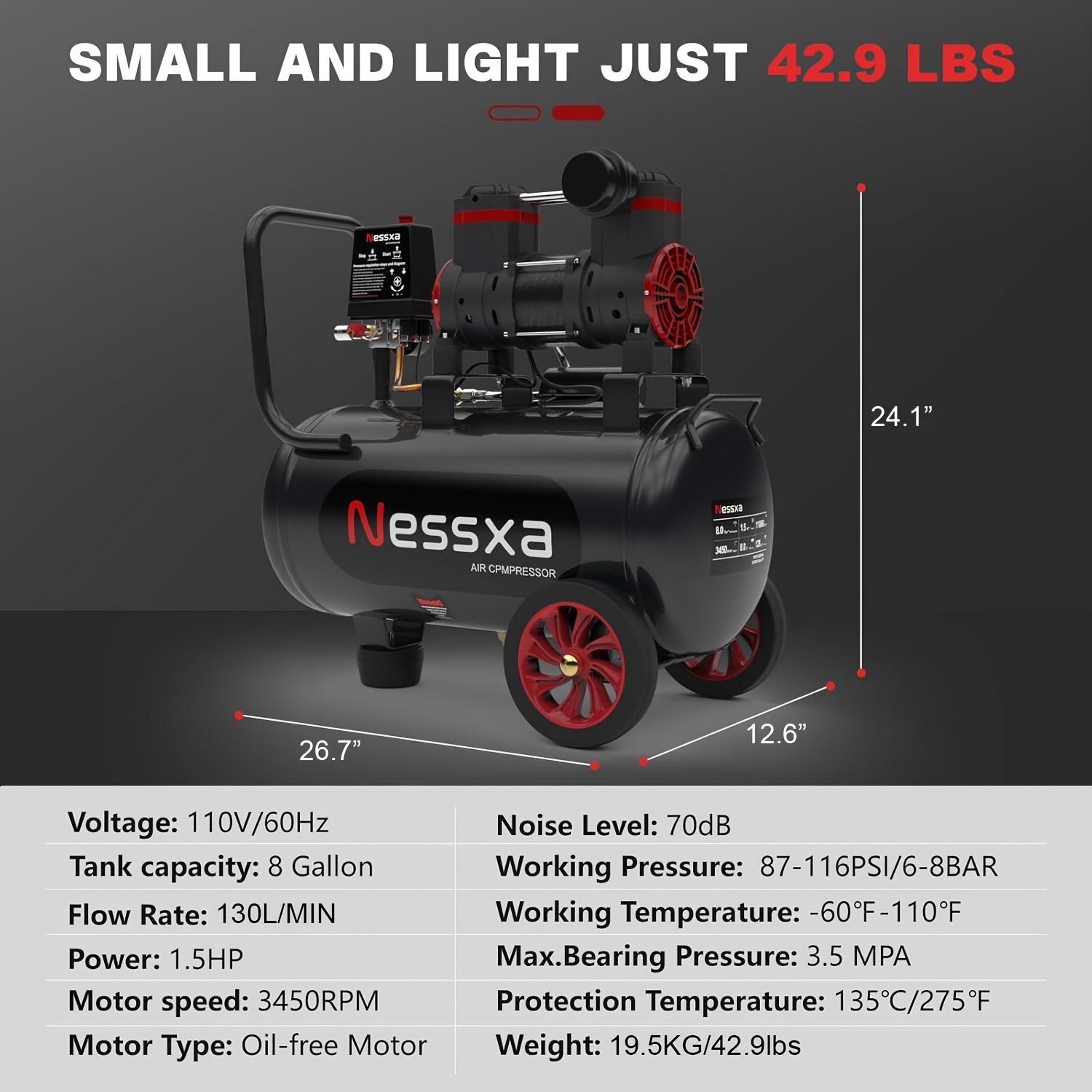 8 Gallon Ultra Quiet Air Compr - Woodworking Oil บทวิจารณ์และราคา