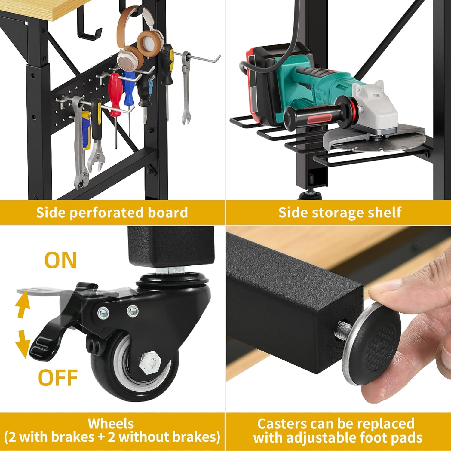 Work Bench With Wheels Pegboar - Woodworking Garage บทวิจารณ์และราคา