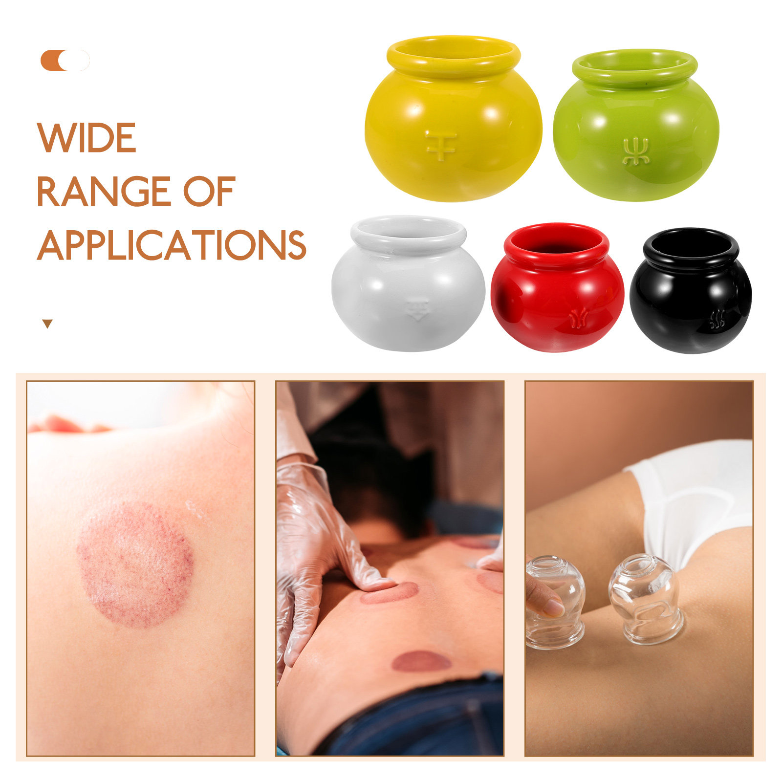 5Pcs Ceramic Cupping Cups Fire - Vacuum Woodworking บทวิจารณ์และราคา