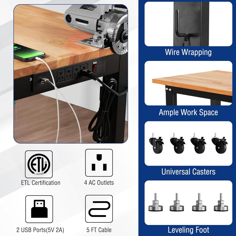 Garage Workbench, 48X22 Adjust - Woodworking Garage บทวิจารณ์และราคา