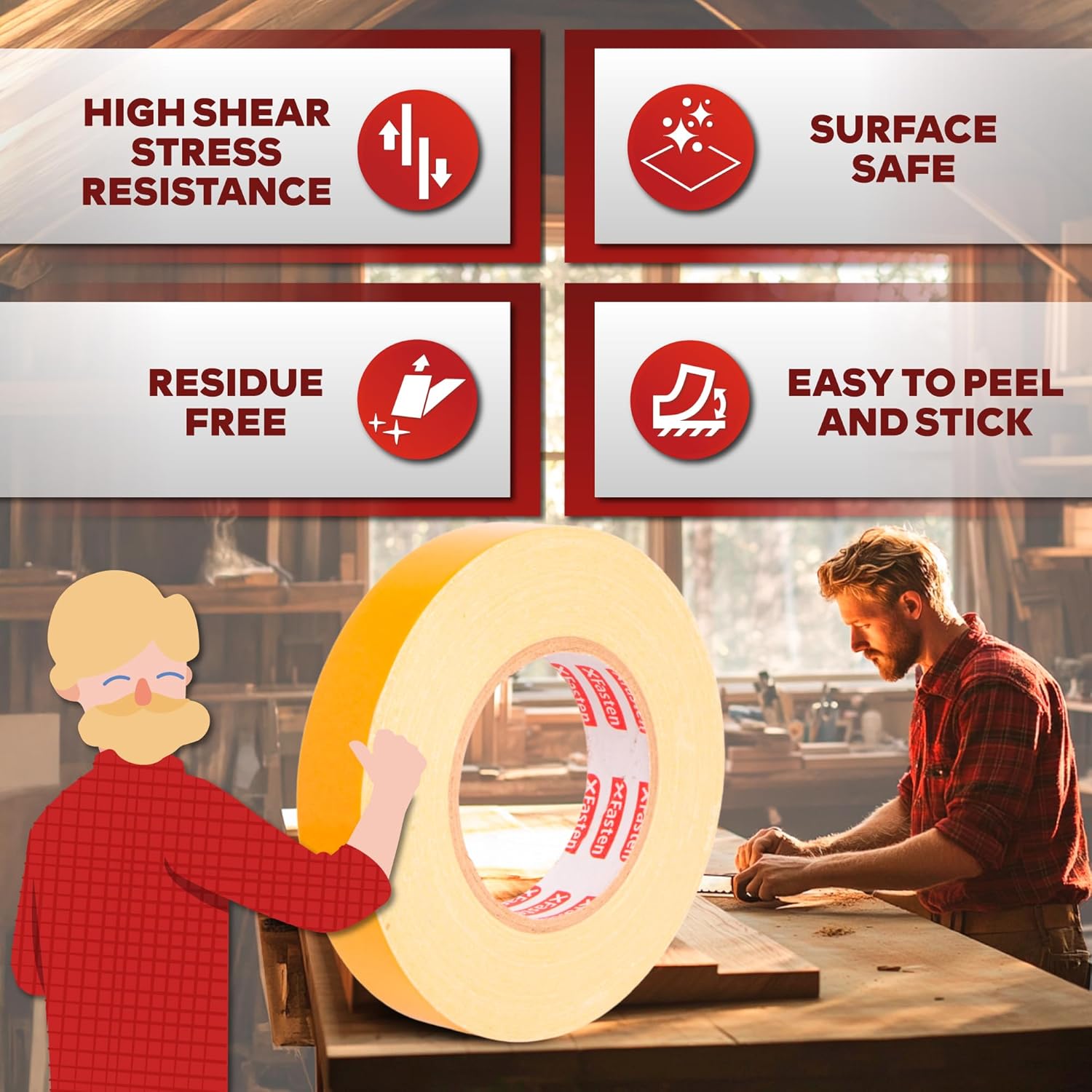 Double Sided Woodworking Tape  - Woodworking Templates บทวิจารณ์และราคา